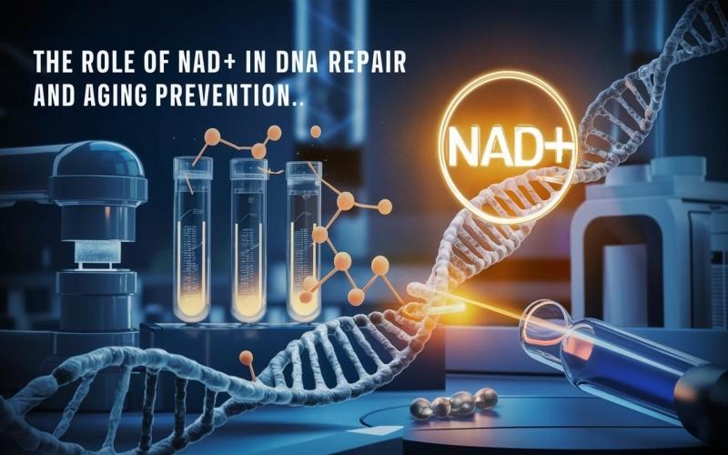 NAD⁺ 與細胞修復機制示意